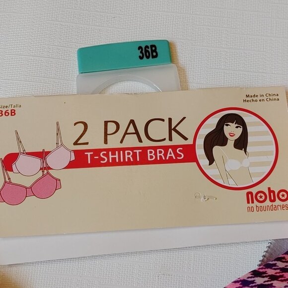 2 PACK T-SHIRT BRAS nobo no boundaries Women's Size 36B Grey hounds tooth - Picture 2 of 5